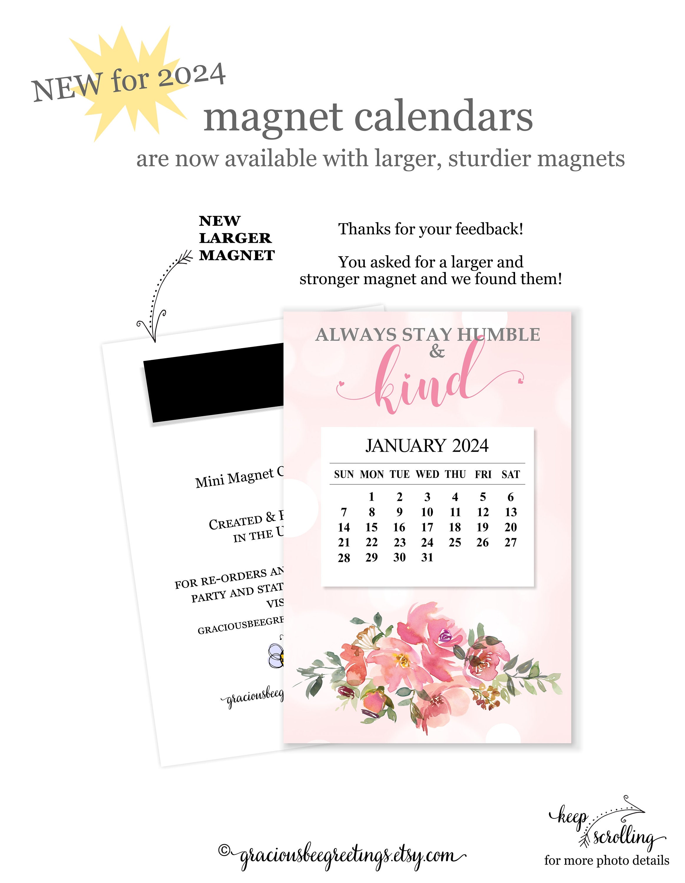 2024 Be Kind Mini Fridge Calendar, 2024 Be Kind Desk Calendar, 2024  Inspirational Magnet Calendar, Motivatinal Desk Calendar, Xmas Gift -   France