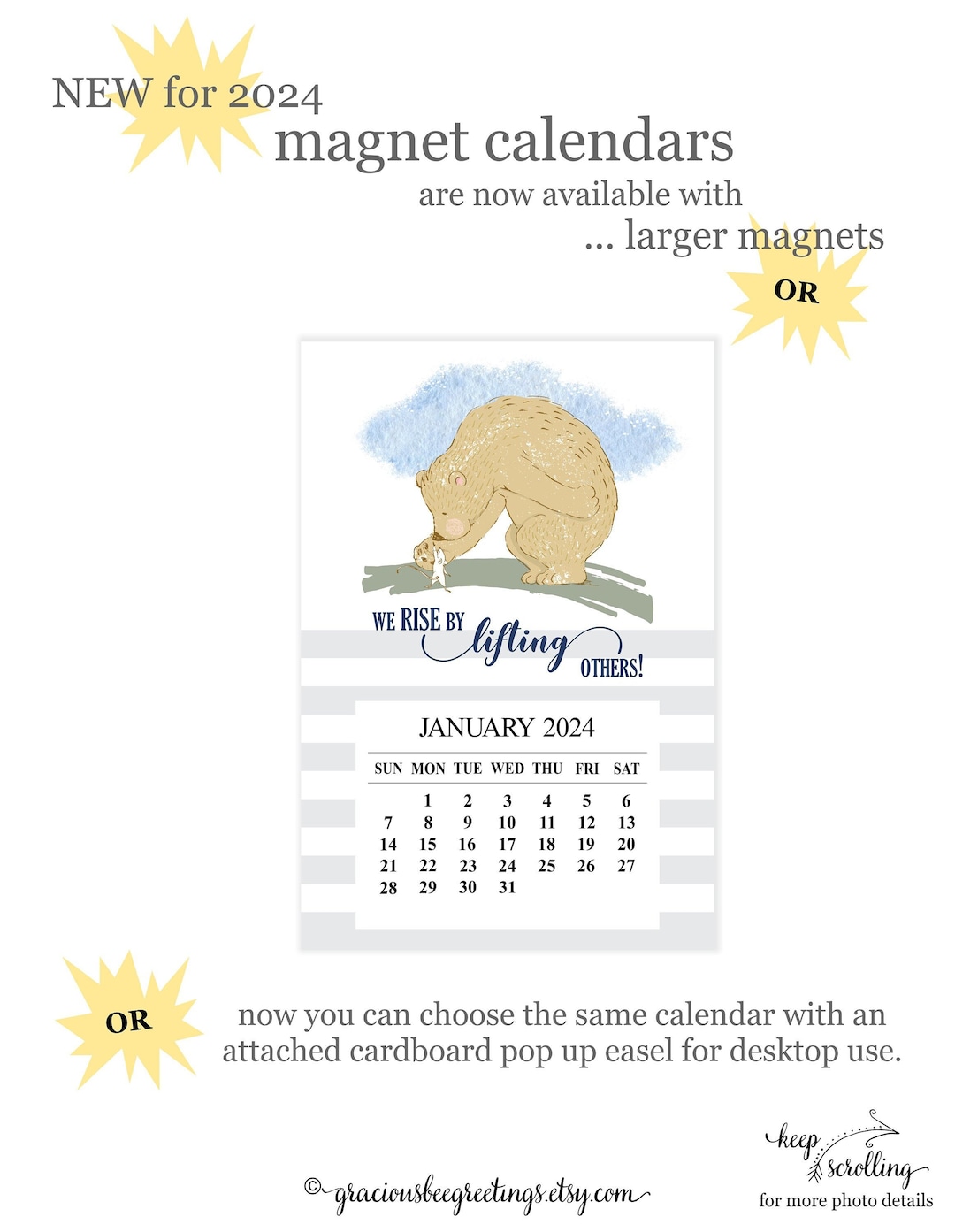 2024 We Rise Refrigerator Calendar 2024 Mini Inspiring Etsy UK