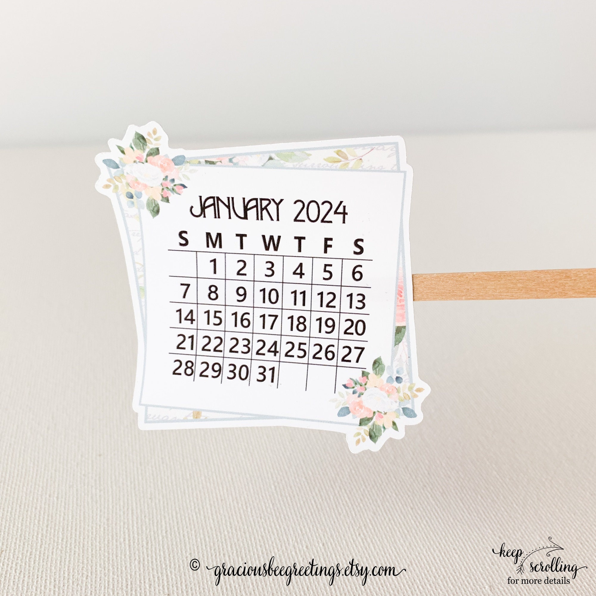 New Year 2024 Scrapbook Embellishment Title , Calendar Monthly