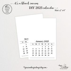 2025 Kalender Vorlage, Sofortiger Download Kalender, 2025 DIY 4x6 Bastelkalender, 2025 Kalender 2025, Printable, Journaling