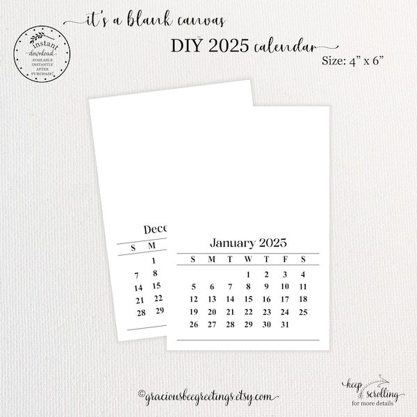 2025 4x6 Calendar - Etsy