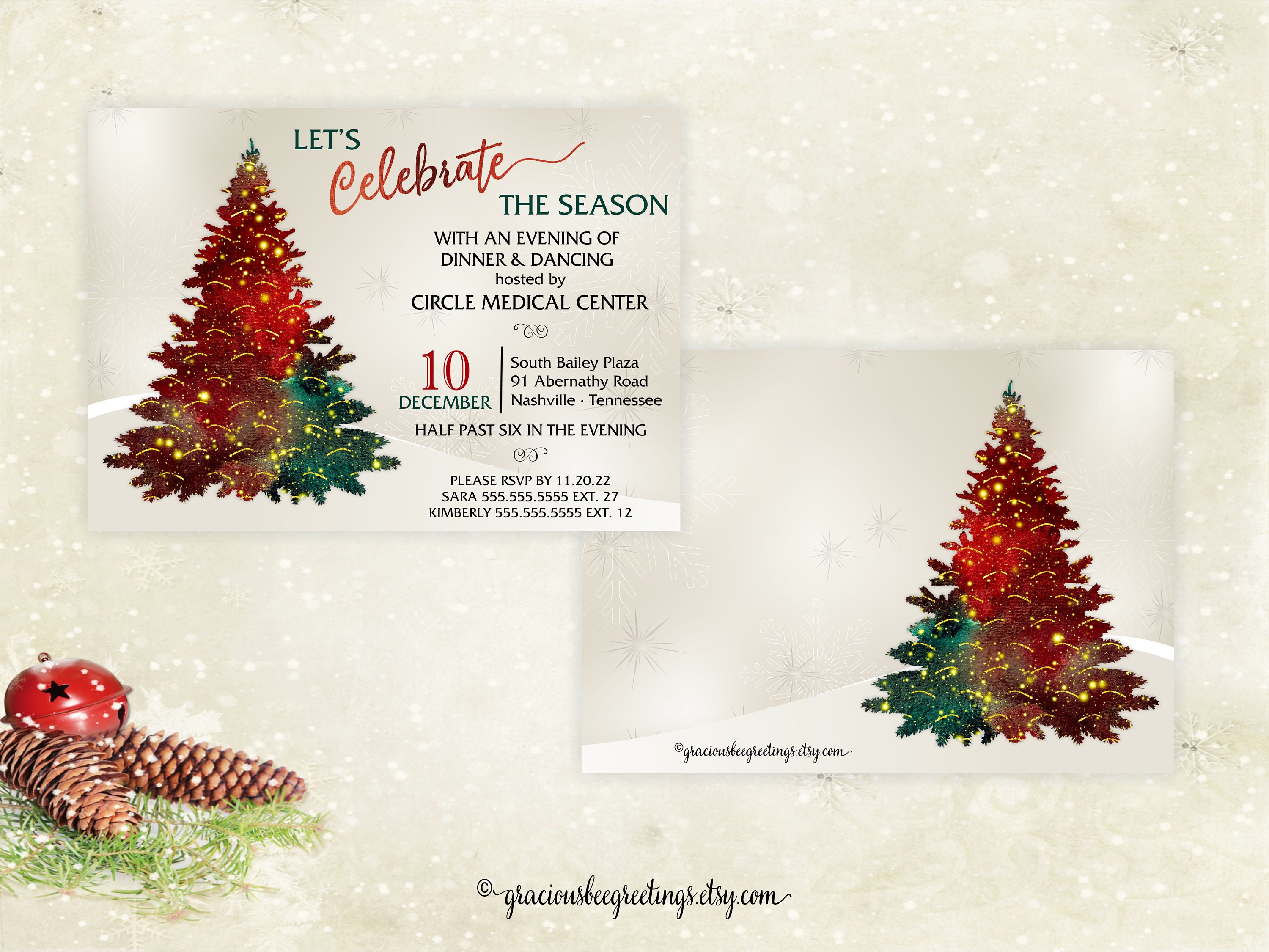 Invitación elegante a cena navideña: Fiesta corporativa, jornada de puertas  abiertas (archivo digital) - Etsy México, image size:3000x2250