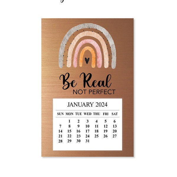 2024 Not Perfect Magnet Calendar, 2024 Boho Rainbow Inspirational Desk Calendar, 2024 Be Real Mini Fridge Calendar, Magnet Fridge Calendar