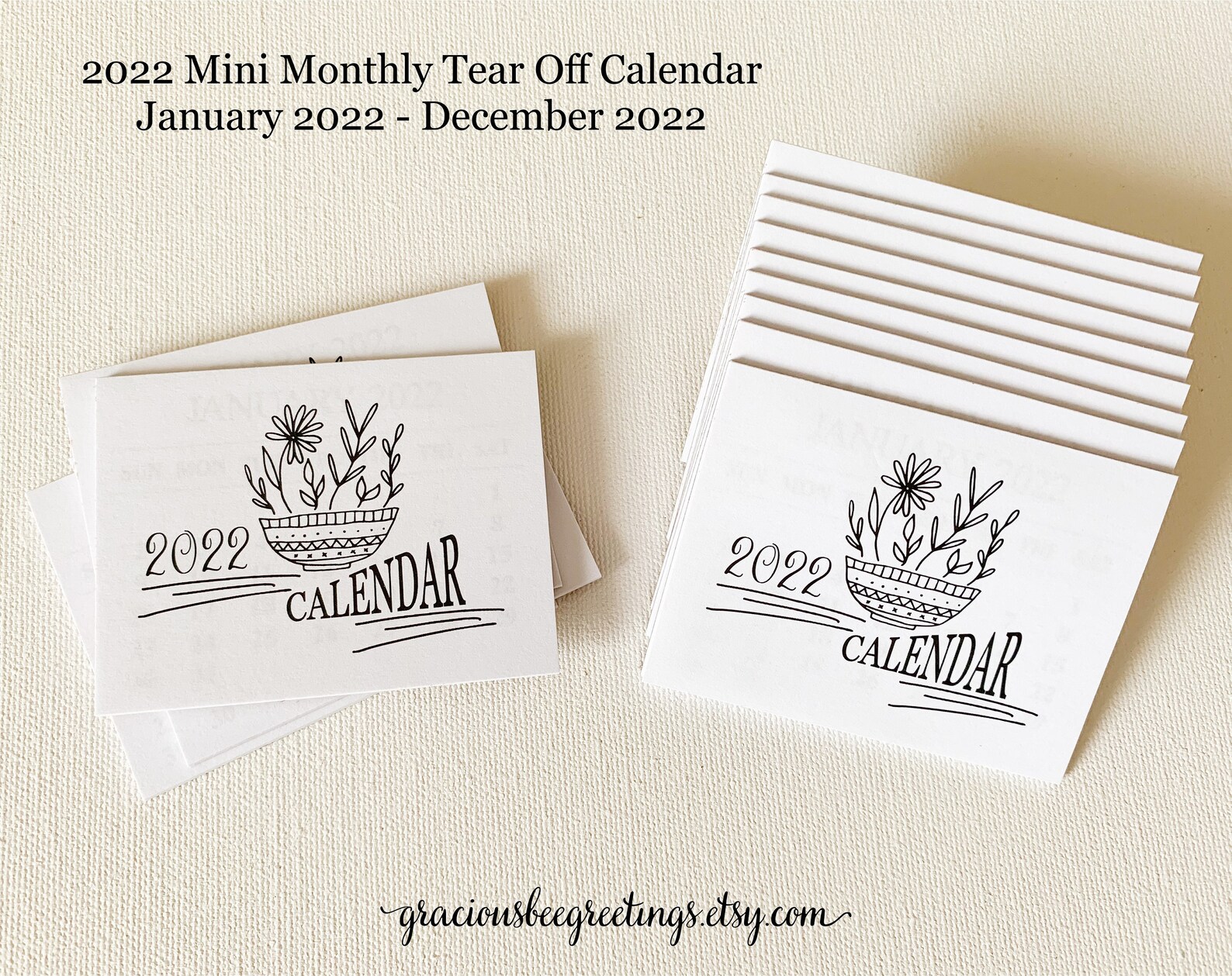 2022 Mini Tear-off Calendar One Dozen Monthly Tear-off | Etsy