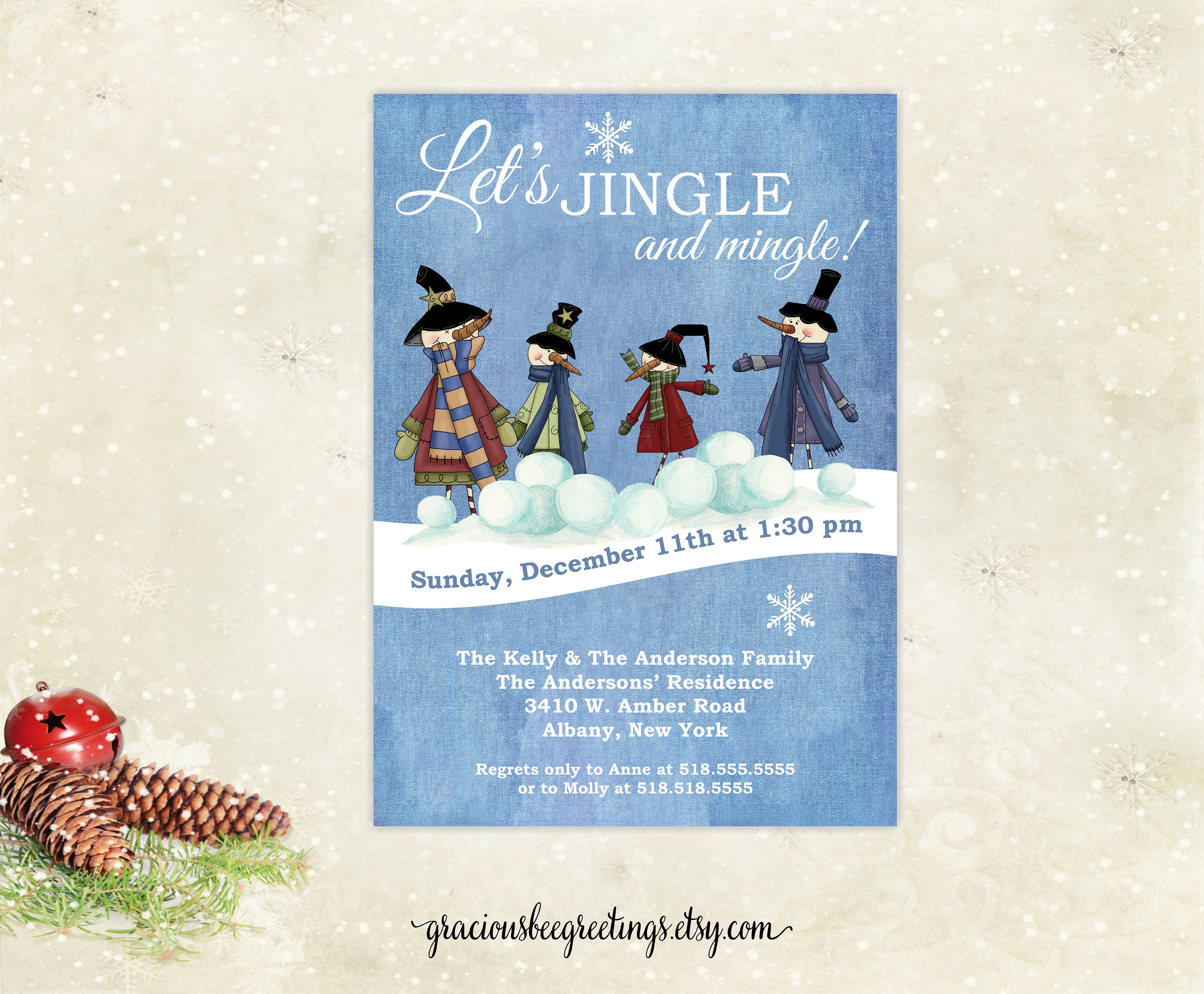 Jingle & Mingle Christmas Party Invitation Christmas Party | Etsy