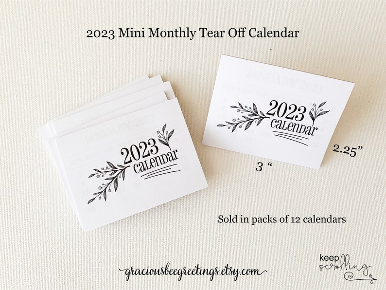 2023 Mini Tear-off Calendar 2023 Monthly Tear-off Calendars - Etsy