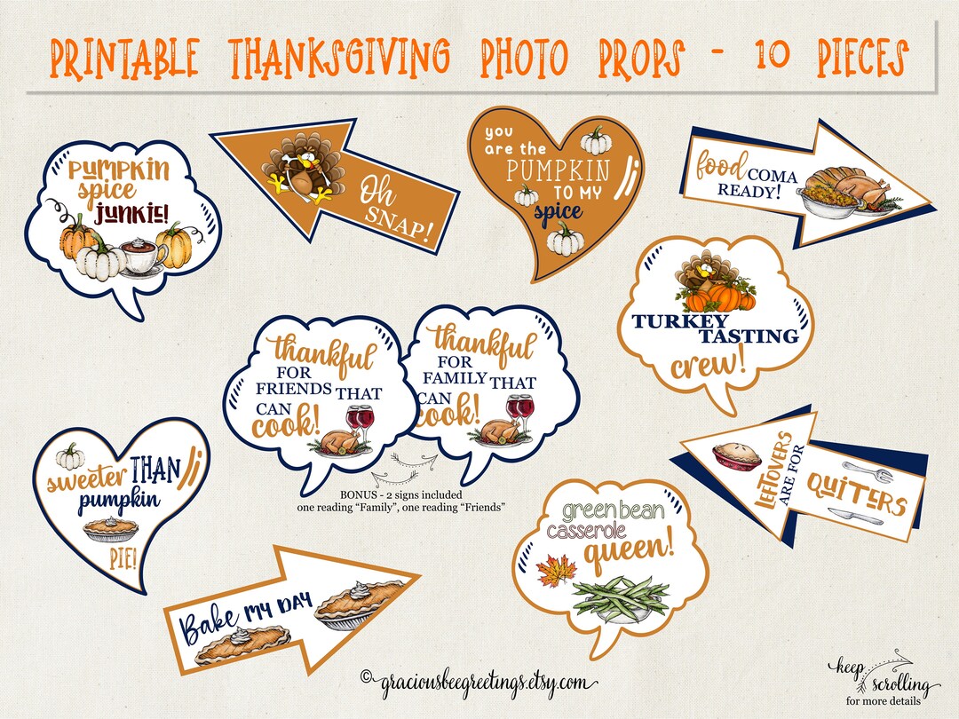 Thanksgiving Photo Props Printable, Turkey Photo Props Digital Download ...