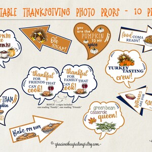 Thanksgiving Photo Props Printable, Turkey Photo Props Digital Download, Thanksgving DIY Photo Booth Props, Thanksgiving Instant Download