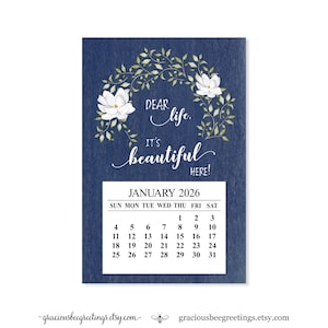 2026 Tear-Off Magnetic Calendar, Floral Magnolia Kitchen Calendar, Daily Inspiration Calendar, Beautiful Life Quote Calendar, Gift for Her