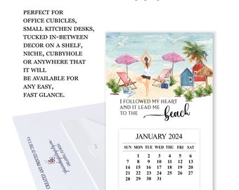 2024 calendario de imán de refrigerador de playa, calendario de escritorio  de playa 2024, calendario de imán de yoga 2024, calendario de corte de imán,  relleno de calcetín -  México