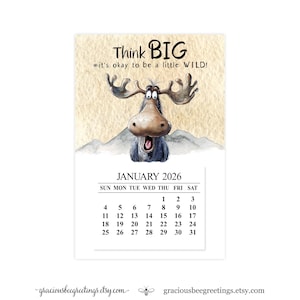 2026 Moose Magnet Calendar: Funny Cartoon Desk Decor