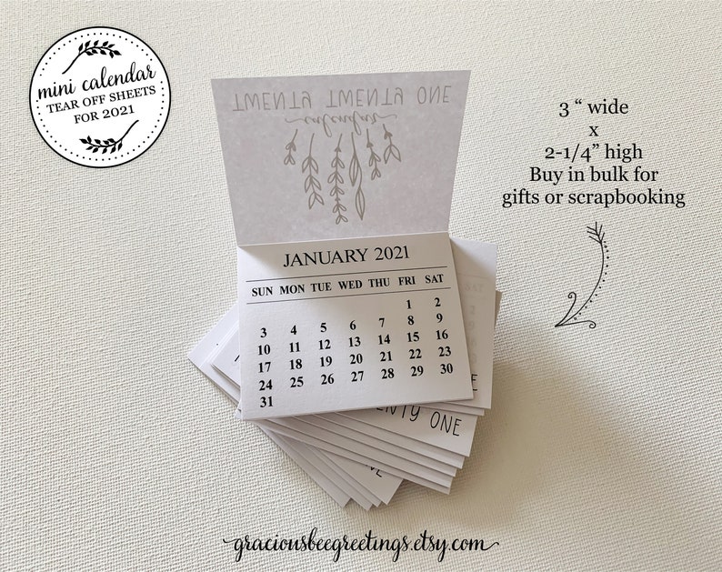 2021-mini-tear-off-calendar-one-dozen-monthly-tear-off-etsy