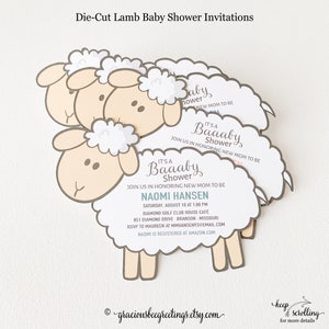 Sheep Baby Shower Invitations: Die-Cut Lamb Design, Custom Printed, 10 Pack