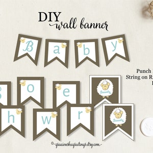 Printable Baby Shower Wall Banner, DIY Baby Shower Banner, Gender Neutral Baby Shower Banner, Sheep Baby Shower Wall Banner, Print & Cut