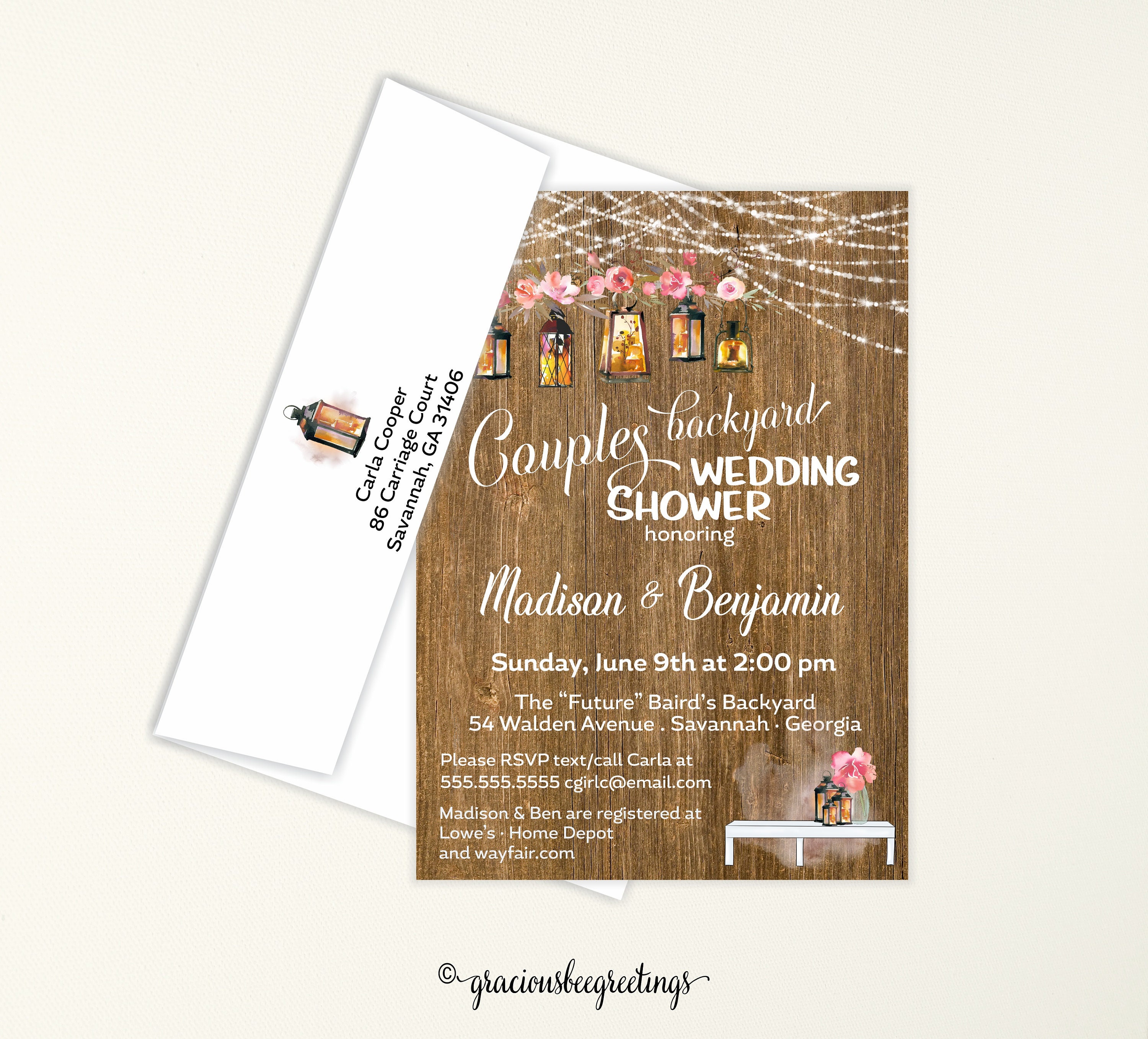 Boho Couples Wedding Shower Invitation: Backyard BBQ (digital File) - Etsy  Israel, image size:3000x2714