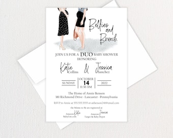 Bellies & Brunch Duo Baby Shower Invitation, Digital, Printable