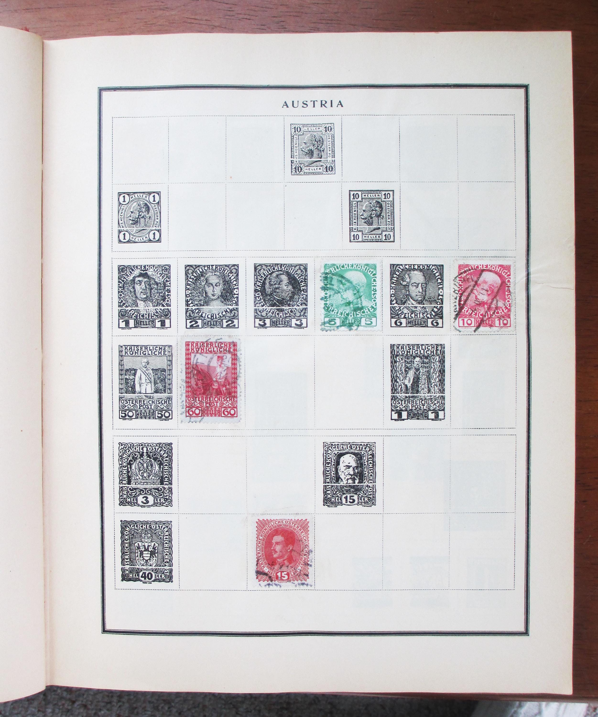 1938 年発行の切手アルバム。状態は良好ですが、ヴィンテージ品として