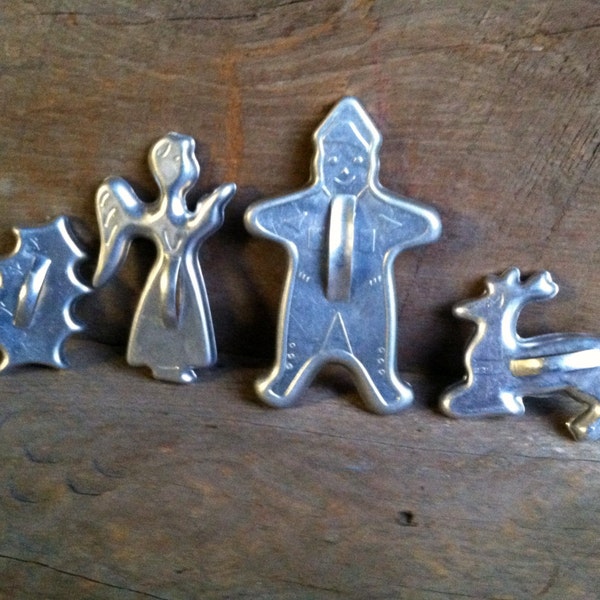 Christmas cookie cutters gingerbread man reindeer holly angel vintage cookie cutters