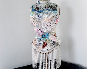 Mannequin with bling to glam up your life at home or in a Ladies shop with vintage baubles and beads