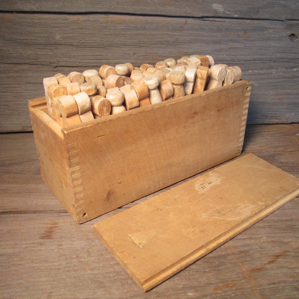 wood box with vintage clothes pins rustic decor farmhouse decor