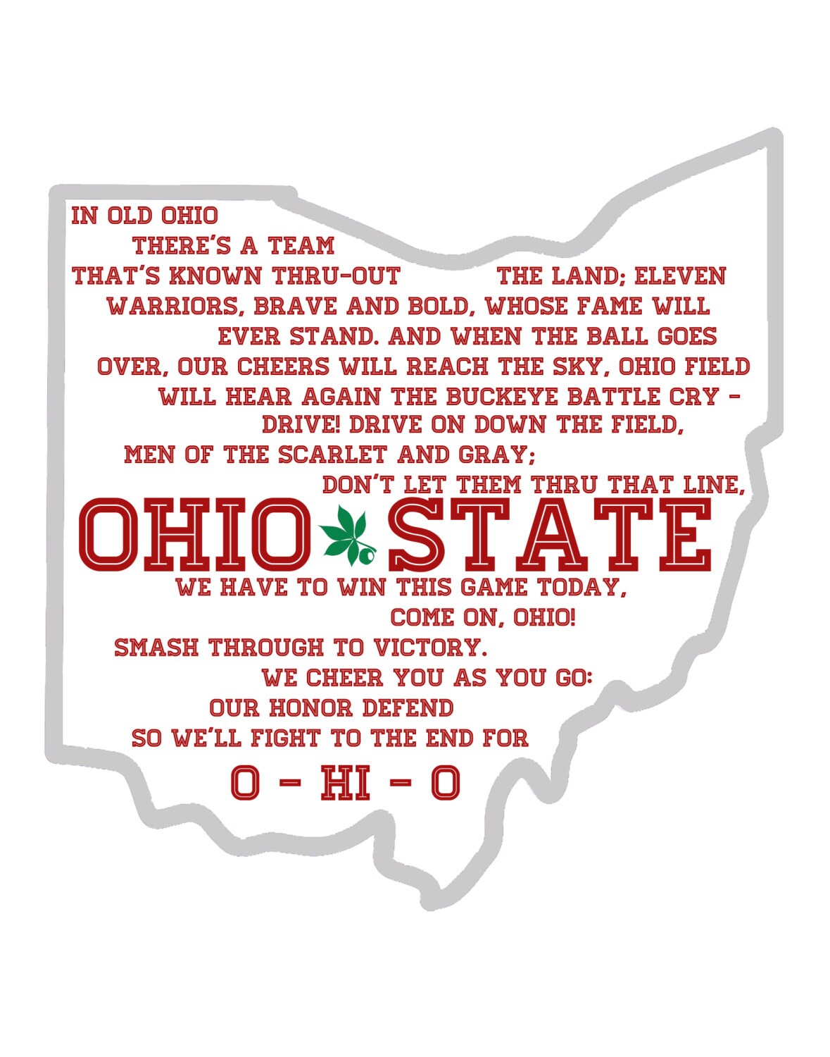 OSU Ohio State University Battle Cry Song Lyrics Etsy
