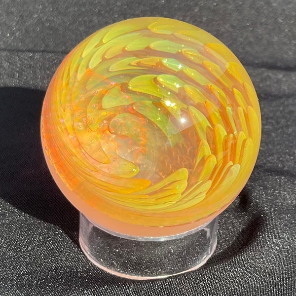 Large Gold and Silver Fumed Implosion Marble with Air Traps and Sand Blasted Sun Backing.