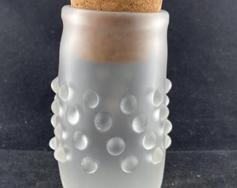 Hand Blown Glass Jar with Satin Finish and Hobnail Accents