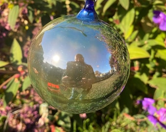 Hand Blown Glass Ornament - Mirrored Gazing Ball Finish