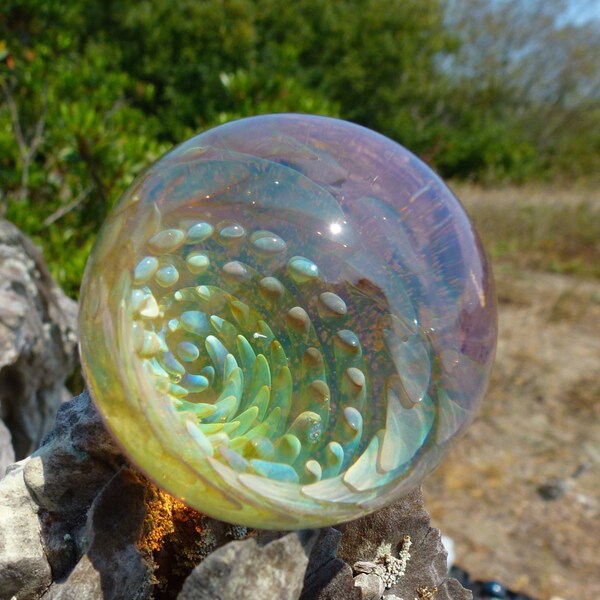 MIB Fumed Implosion Vortex Marble with Lilac Backing