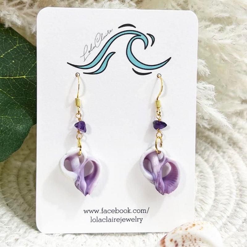 Purple Shell Earrings Etsy