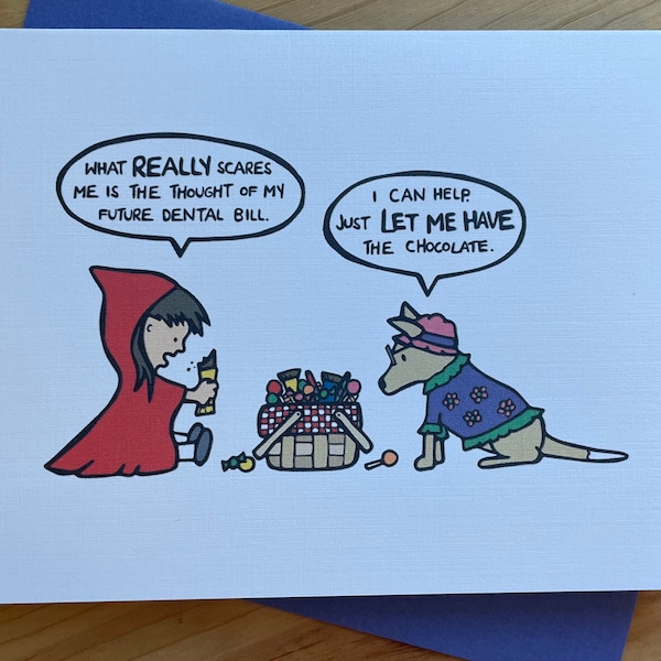 Halloween Card: Little Red Riding Hood & Dog