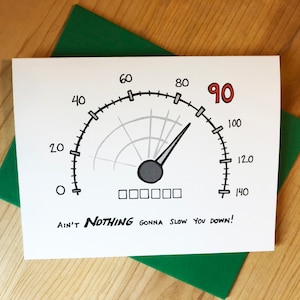 Carte du 90e anniversaire : « RIEN ne va vous ralentir ! Dessin animé
