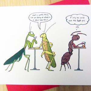 Love Greeting Card: Praying Mantis Cartoon