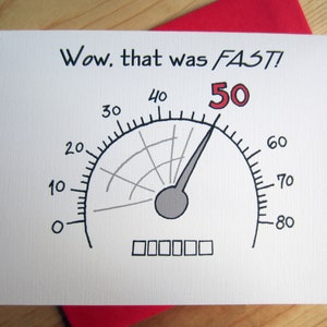 Carte du 50e anniversaire : « C'était rapide ! Dessin animé