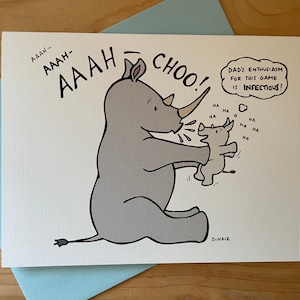 Vatertagskarte: Nashorn Cartoon