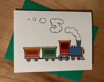 5th Birthday Card: Train Cartoon