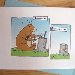 Carte 4 juillet : dessin animé ours