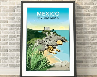 C Mayan Ruins Art Print Home Decor Wall Art Poster Tulum