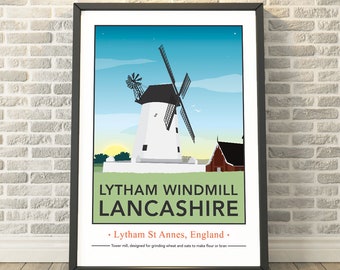 Lytham Windmill, Lancashire -  capturing a memory - Travel prints and gifts by Tabitha Mary