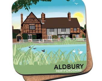 Aldbury duck pond, Hertfordshire Coaster - by Tabitha Mary - Travel prints, cards and gifts