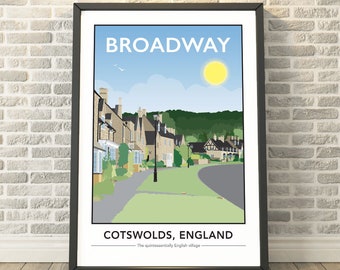 Broadway, Cotswolds, Worcestershire greetings card or print, signed by Tabitha Mary travel artist