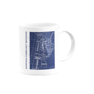 Mug bleu foncé - Carte des régions avec prévision des livraisons - par Tabitha Mary - Cadeaux et impressions de voyage