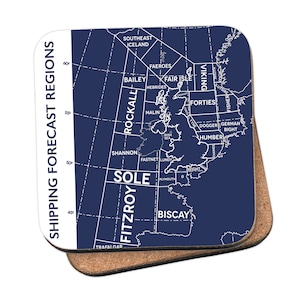 Carte des régions de prévisions d'expédition en bleu foncé Coaster - par Tabitha Mary - Affiches de voyage et cadeaux