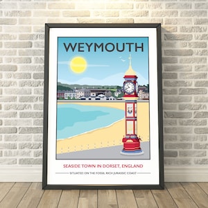 Weymouth, Dorset - een herinnering vastleggen - Reisafdrukken en cadeaus van Tabitha Mary