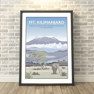 Mount Kilimanjaro, Africa Mountain NEW version - capture a memory with signed travel prints, cards & gifts by Tabitha Mary