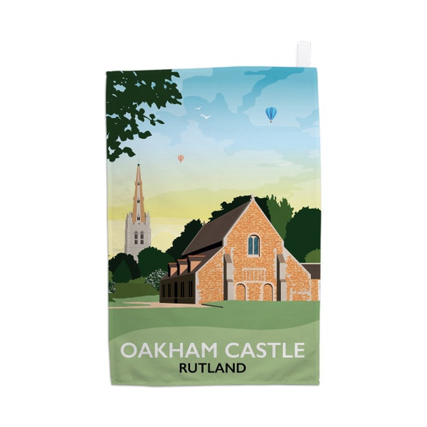 Oakham Castle, Rutland, East Midlands Tea Towel - travel prints, cards, gifts by Tabitha Mary