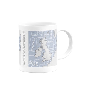 Mug bleu clair - Carte des régions de prévision des livraisons - par Tabitha Mary - Cadeaux et impressions de voyage