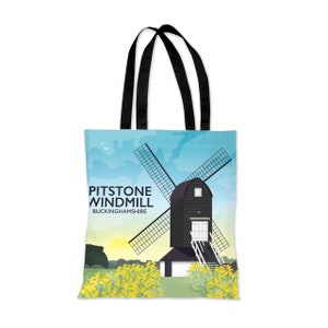 Pitstone Windmill, torba typu tote z Buckinghamshire - autorstwa Tabitha Mary - wydruki i prezenty podróżnicze