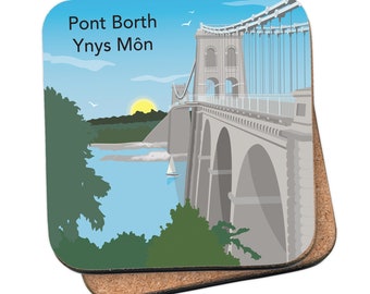 Menai Bridge, Anglesey welsh Coaster - by Tabitha Mary - Travel prints and gifts