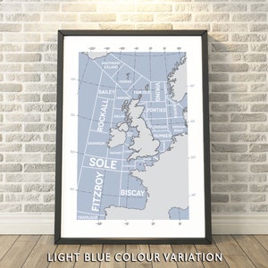 Régions de prévisions d'expédition ; bleu clair - Capture d'un souvenir - Impressions de voyage et cadeaux par Tabitha Mary